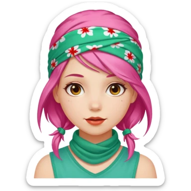girl with peppermint hair and bandana sticker