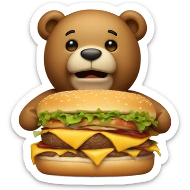 Teddybear eating a burger  sticker