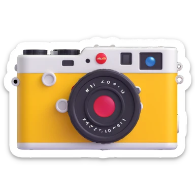 vibrant, 3D emoji of a classic rangefinder camera inspired by Leica M series, with colorful accents sticker