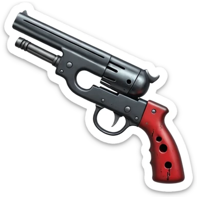 A shotgun pointed upward, in the style of your bleeding skull art. Dark gritty and menacing art style. Pointing up sticker