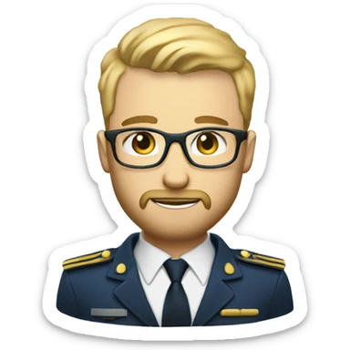 professional man leader in motivation professional casual dress, blue-eyed blonde very short hair like militar cut with a shadow of a beard with glases  in a suit  sticker