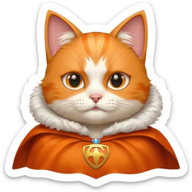 cat head with a superhero cape sticker