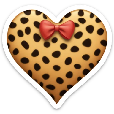 cheetah print heart with a bow sticker