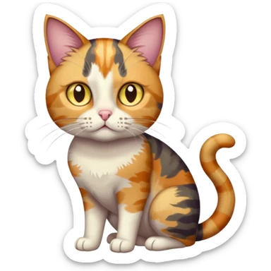 full body anxious looking colourful light patched calico tabby cat with hazel eyes sticker