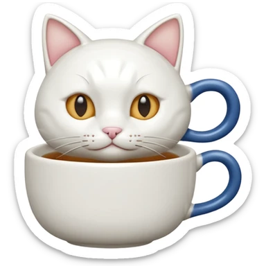 white cat ceramic tea cup sticker