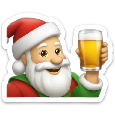 Père Noël qui offre un verre de bière à un enfant comme cadeau sticker