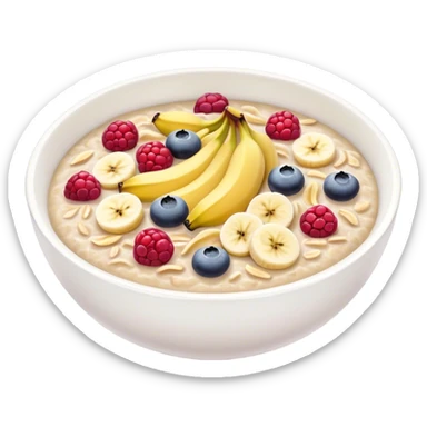 Oatmeal with banana and berries in a white bowl sticker