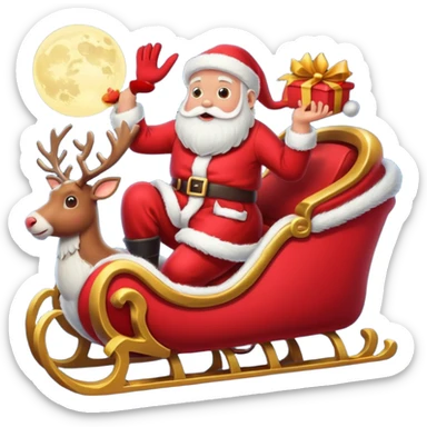 santa in his sleigh in flight sticker