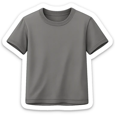 Make the grey t-shirt icon more detailed with realistic fabric folds, subtle stitching, and a visible collar. Keep the style modern and clean, no text, and no background. Maintain a transparent background to preserve the icon's clarity and simplicity. sticker