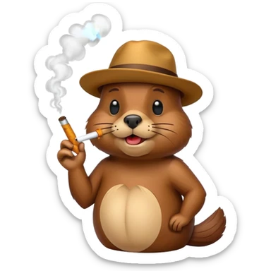 beaver smoking emojis funny sticker