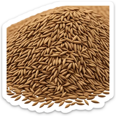 cluster of cumin seeds, slightly scattered, elongated and curved, fine vertical ridges, brown to grayish-brown, natural size and tone variation, dry fibrous look, 3D-rendered, transparent background sticker