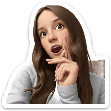 girl with long brown hair sticker