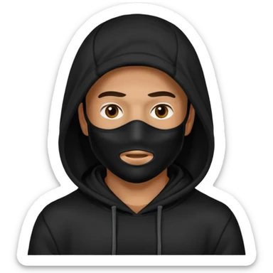 Mysterious man black hoodie black mask sticker