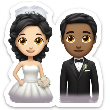 Create a bride with dark brown hair and a groom with black hair sticker