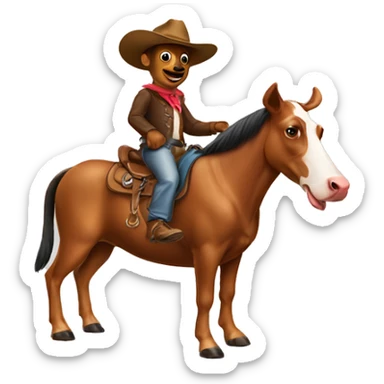 Weiner dog riding a horse with a cow boy hat on sticker