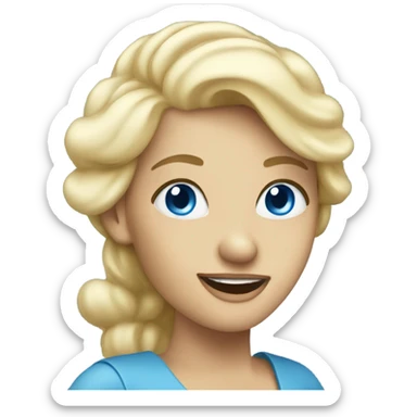 Waving blue eyed blonde lady sticker