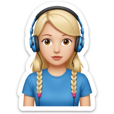 cherryhead skin white girl with deportive t shirt and headphones sticker