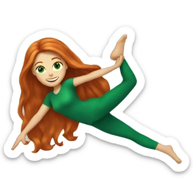 long-haired redhead woman with green eyes doing the splits sticker