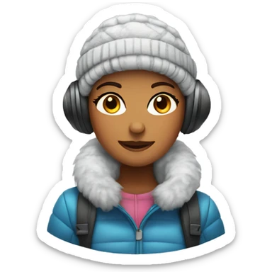 winter girl with ear muffs sticker