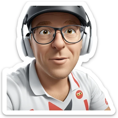 male in helmet with glasses sticker