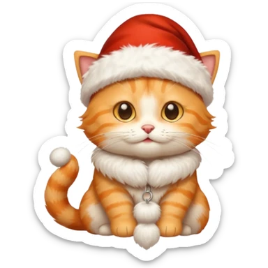 Light orange tabby kitty inside a Santa hat sticker
