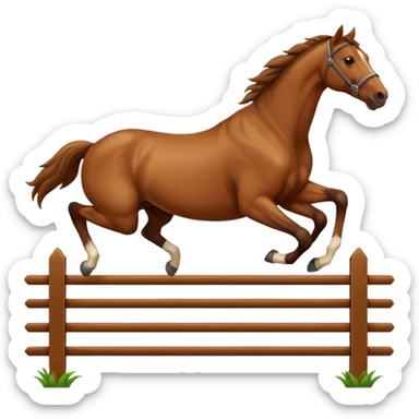 a horse jumping over the fence sticker