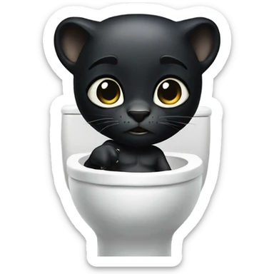Black Panther in a toilet  sticker