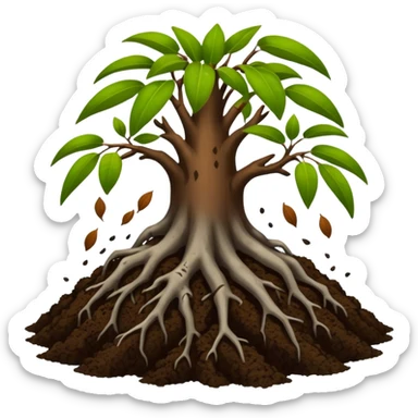 soil organic carbon with mangroves dropping leaves onto soil to rot sticker