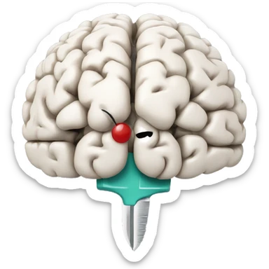 Brain with a surgical scalpel sticker