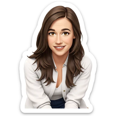 smiling girl with long brown hair sticker