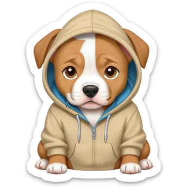 Amstaff puopy wearinf a hoodie sticker