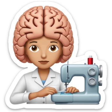 Una persona cosiendo un cerebro sticker