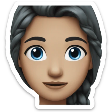 a girl with fair skin, straight black hair, gray-blue eyes, standing,very beautiful,very hot,with her hair down sticker