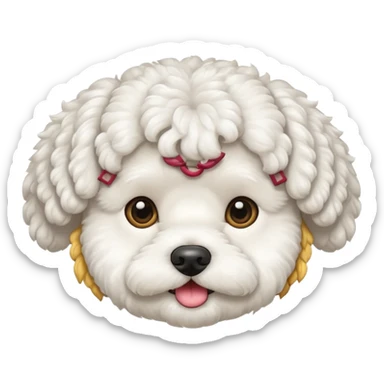 white bichon frise face with curly round hair sticker