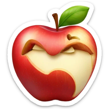 apple with a bite taken out of it but with a heart-shaped bite sticker