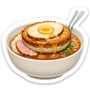 katsudon in a bowl with no eggs on top sticker