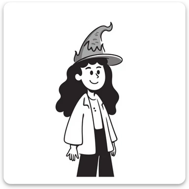 A cool guy with light skin, blue eyes, long hair, smiling, with a fire magic hat sticker