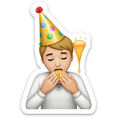 Vomiting wearing party hat sticker