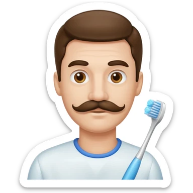A guy with a toothbrush mustache sticker