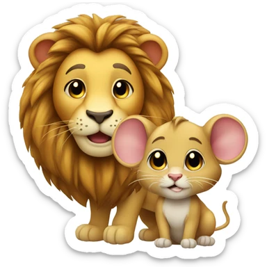 cute lion and mouse sticker