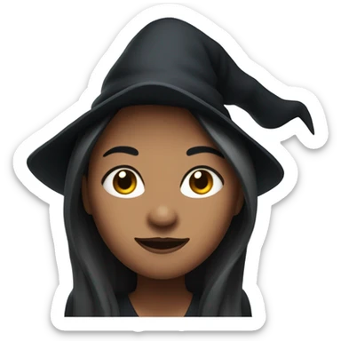 A wich with a huge mole and a ponytail  sticker