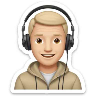 Happy man with headphones sticker