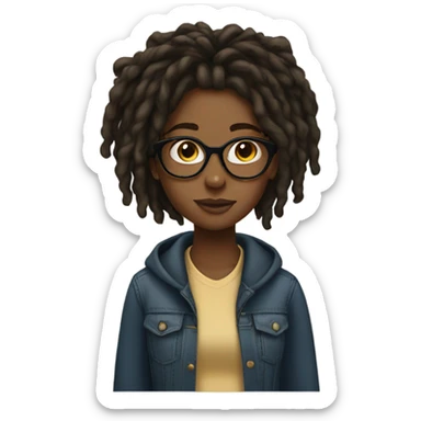 black girl teenager with locs and glasses sticker