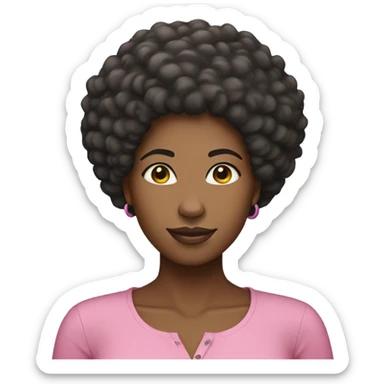 Black women with an Afro and a pink shirt sticker