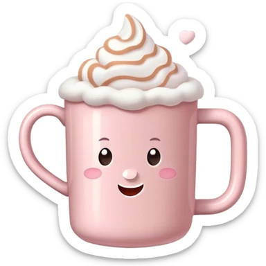 Light Pink mug of hot chocolate with marshmallows  sticker