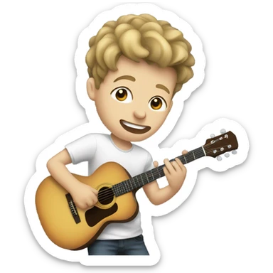 White Kid jamming on guitar  sticker