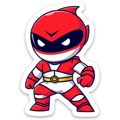 power ranger with a puzzled face cartoon style sticker