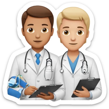 gordo em cima de balança e medico do lado sticker