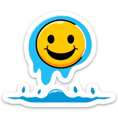 scared smiley face being drowned with so much water sticker