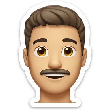 Brown hair Young Guy with a mustache and gel on his short hair big jaw big nose and an arabic tone of skin sticker